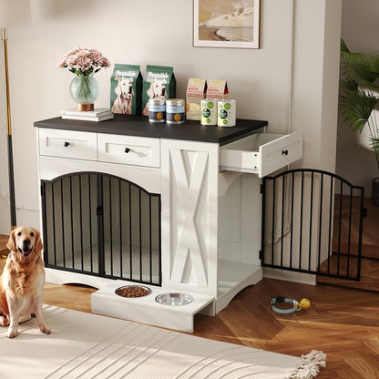 43" Decorative Dog Crate Furniture for Medium/Large Dogs with Storage