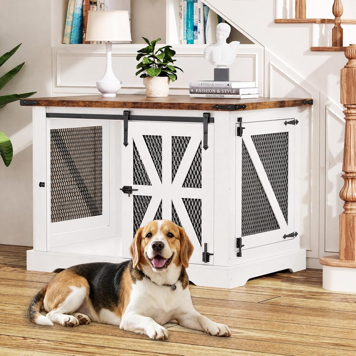 40" Dog Crate Furniture with Sliding Doors for Medium Dogs Up to 45 lbs