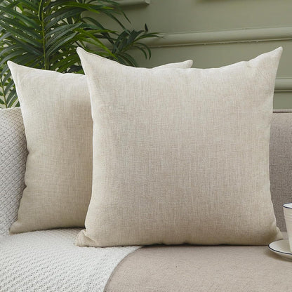 Decorative Chenille Throw Pillow Covers 18x18 Cushion Case (Beige)