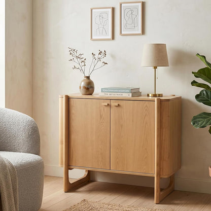 Apollo Solid Wood Accent Cabinet & Media Console, Light Oak
