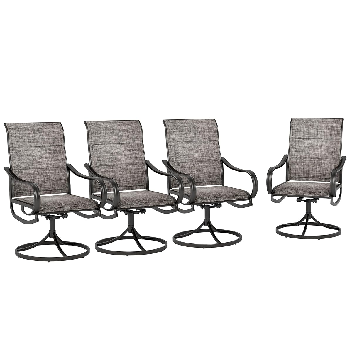 Swivel Patio Dining Chairs Set of 4, Outdoor Dining Chairs with Padded Textilene Fabric & Sturdy Metal Frame, All Weather Outdoor Sling Furniture Chairs for Deck, Backyard, Garden and Lawn