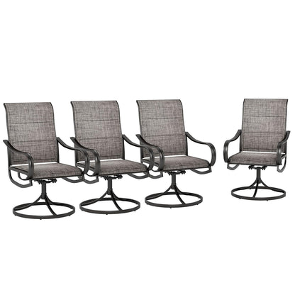 Swivel Patio Dining Chairs Set of 4, Outdoor Dining Chairs with Padded Textilene Fabric & Sturdy Metal Frame, All Weather Outdoor Sling Furniture Chairs for Deck, Backyard, Garden and Lawn