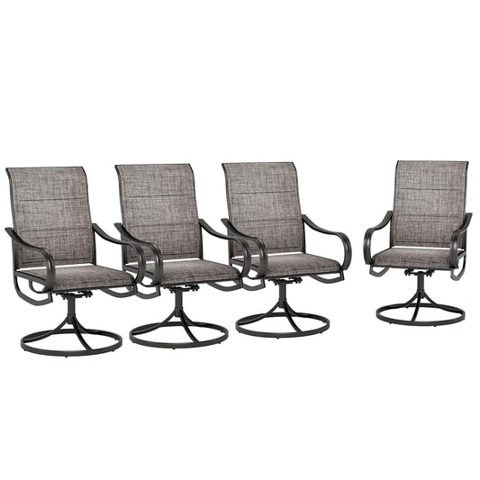 Swivel Patio Dining Chairs Set of 4, Outdoor Dining Chairs with Padded Textilene Fabric & Sturdy Metal Frame, All Weather Outdoor Sling Furniture Chairs for Deck, Backyard, Garden and Lawn