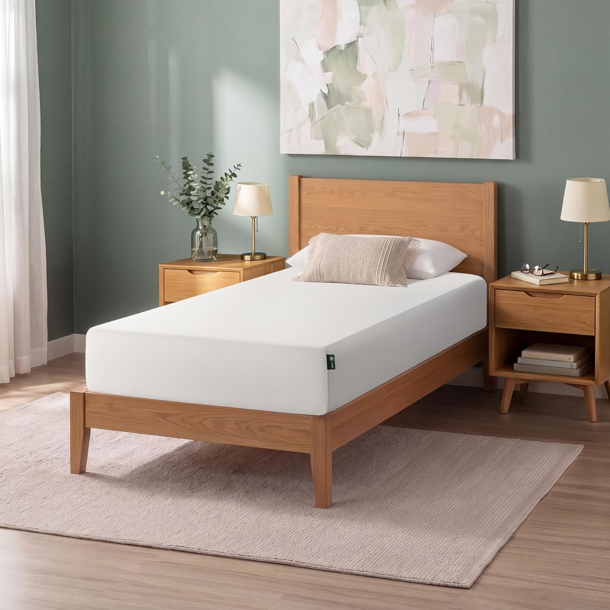 12 Inch Twin XL Green Tea Memory Foam Mattress, Medium Firm Feel