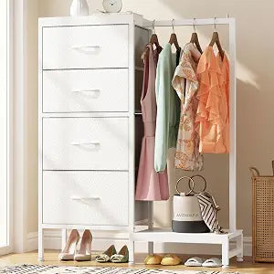 Tall Dresser 44''H with Hanging Rack, 4 Drawers Small Closet Dresser for Bedroom, view 2