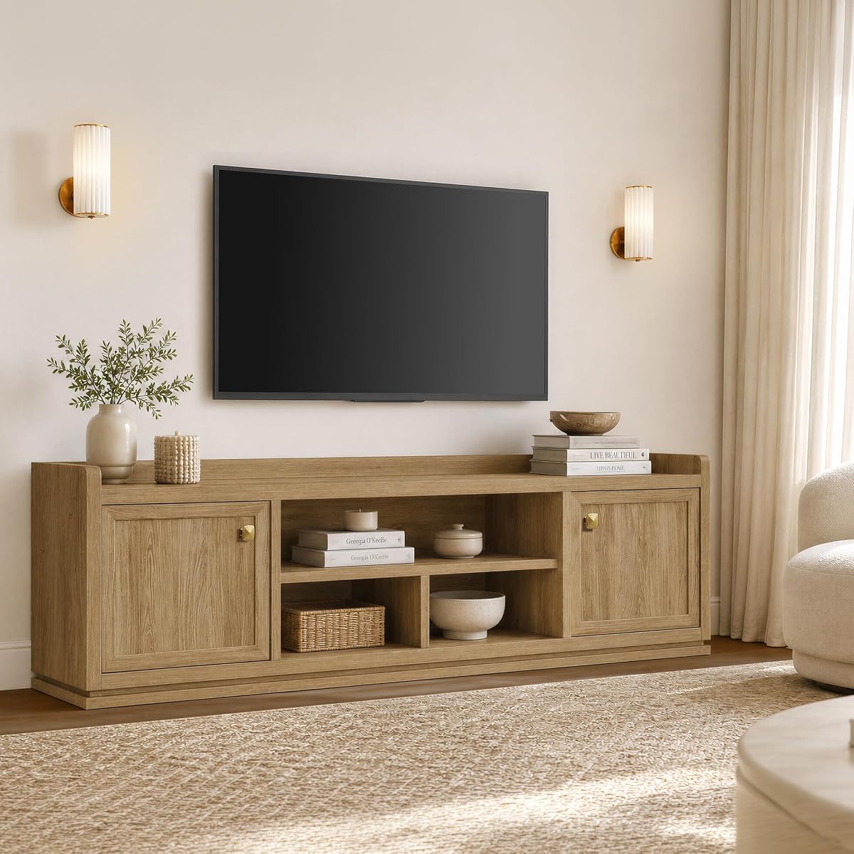 TV Stand Entertainment Center, 67" Wide TV Console for Living Room