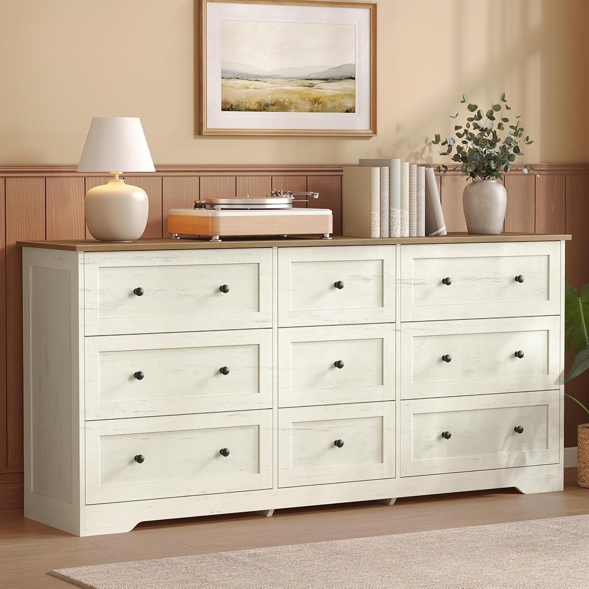 9-Drawer Dresser, Chest of Drawers, 63 x 15.7 x 30.7 in