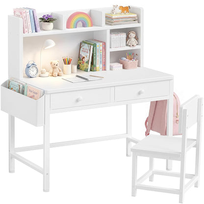 White Kids Desk with Hutch for Kids Desk and Chair Set 10-12 Year Old