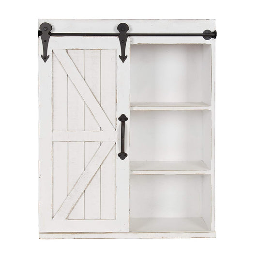 Cates Modern Farmhouse Decorative Wood Wall Storage Shelving Cabinet with