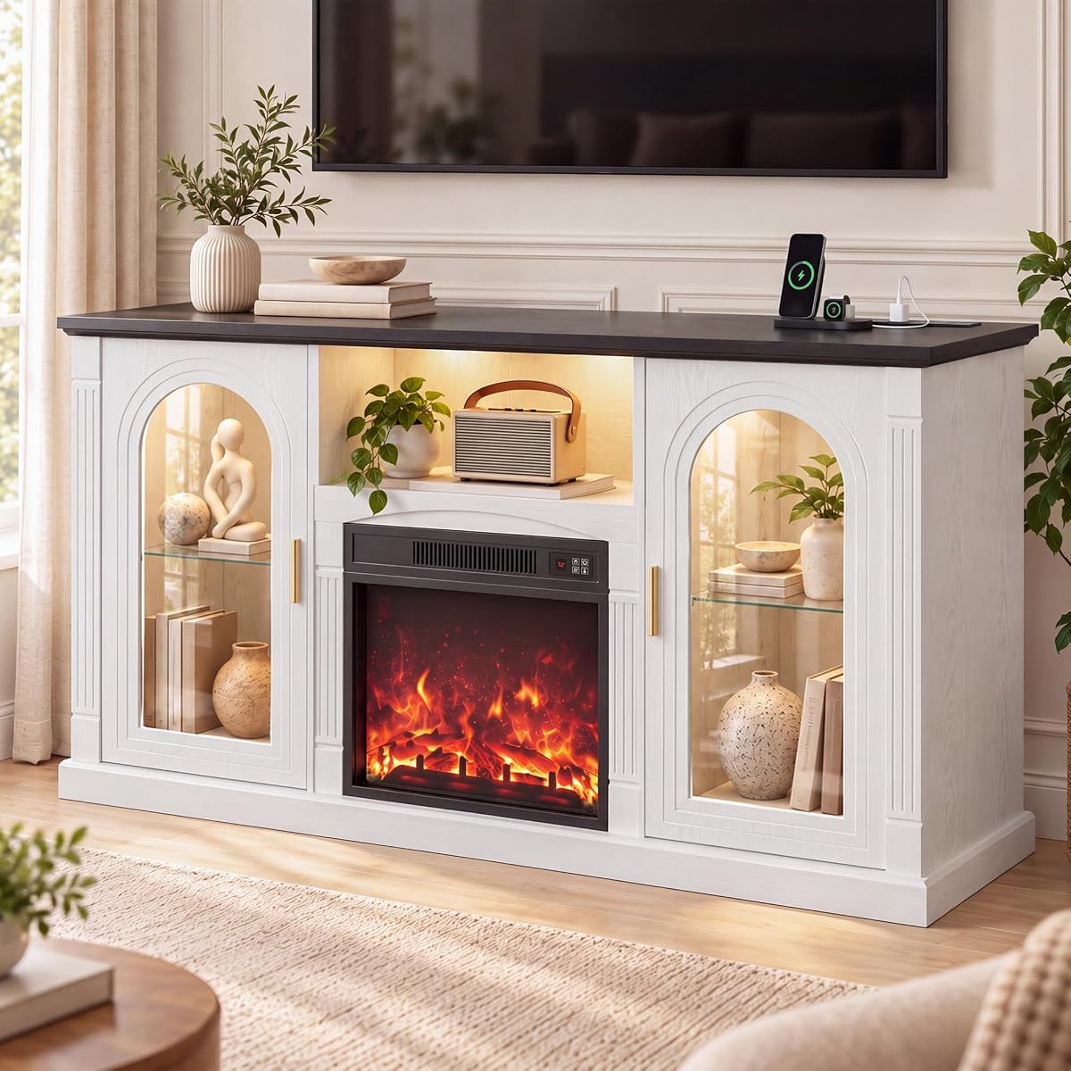 58'' W Fireplace TV Stand, Entertainment Center for TV up to 65''