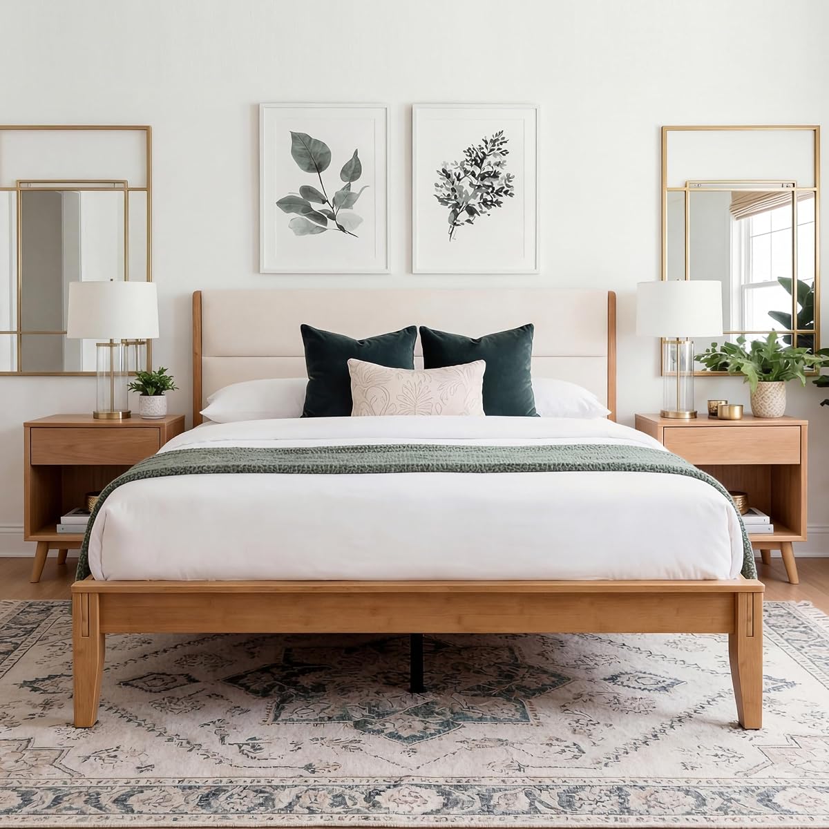 Japanese Joinery Bamboo Bed Frame King Size with Headboard