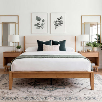 Japanese Joinery Bamboo Bed Frame King Size with Headboard