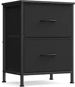 Nightstand with 2 Fabric Drawers, Bedside Table, Side End Table, view 2