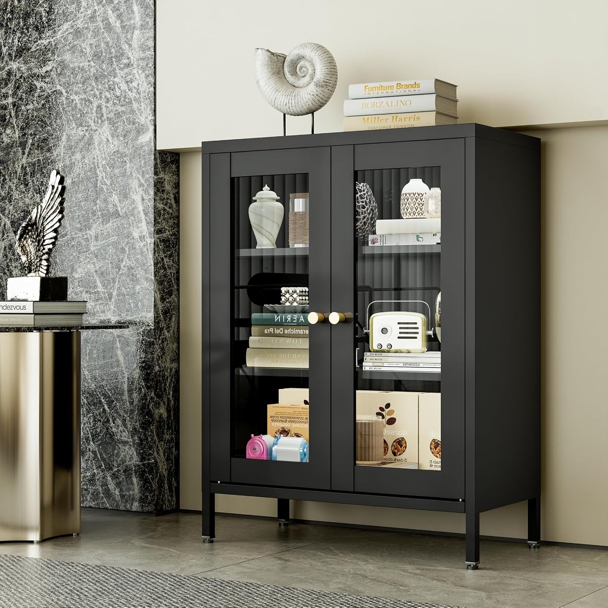 Small Display Cabinet with Glass Doors