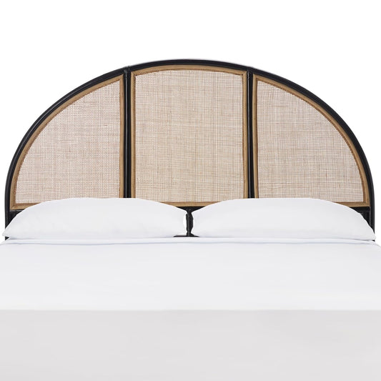 SAFAVIEH Furniture, Kurumi Queen Headboard, Black, Rattan & Solid Wood