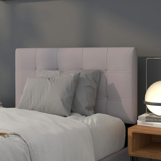 Bedford Tufted Upholstered Twin Size Headboard in Light Gray Fabric