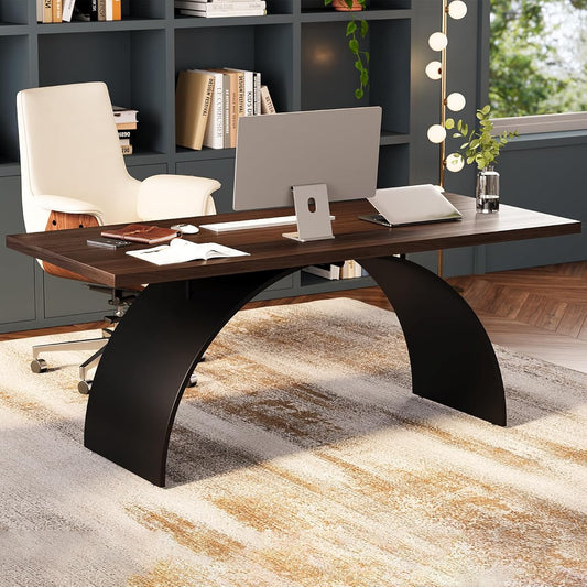 70.9" Industrial Style Desk, Office Writing Desk Walnut Desk Modern Computer Desk Home & Office Furniture