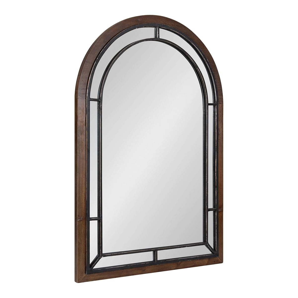 Audubon Farmhouse Wall Mirror, 24 x 36, Rustic Brown, Modern Arched Mirror for Wall