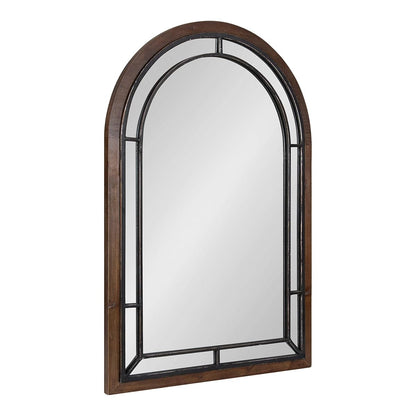 Audubon Farmhouse Wall Mirror, 24 x 36, Rustic Brown, Modern Arched Mirror for Wall