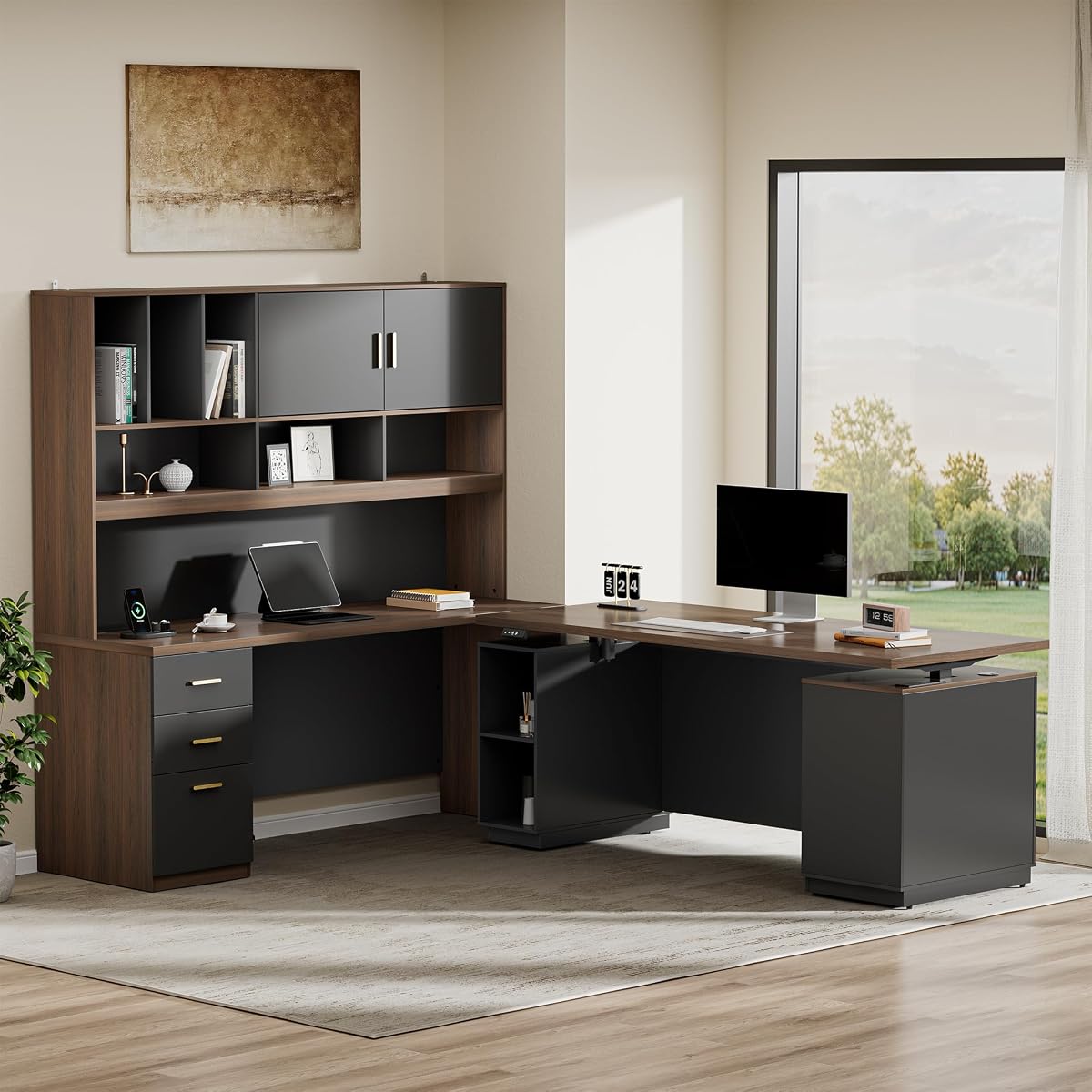 72.8'' Executive Office Desk Furniture Set with Hutch