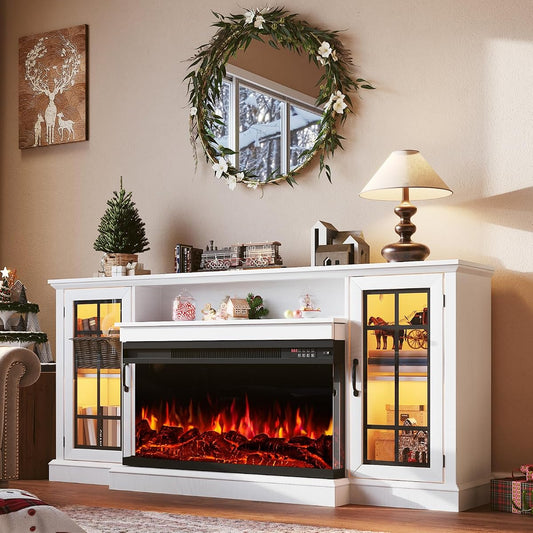 70 Inch Fireplace TV Stand for TVs up to 80"