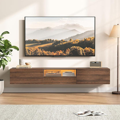 63" Floating TV Stand for TVs up to 75",Fluted Entertainment Center