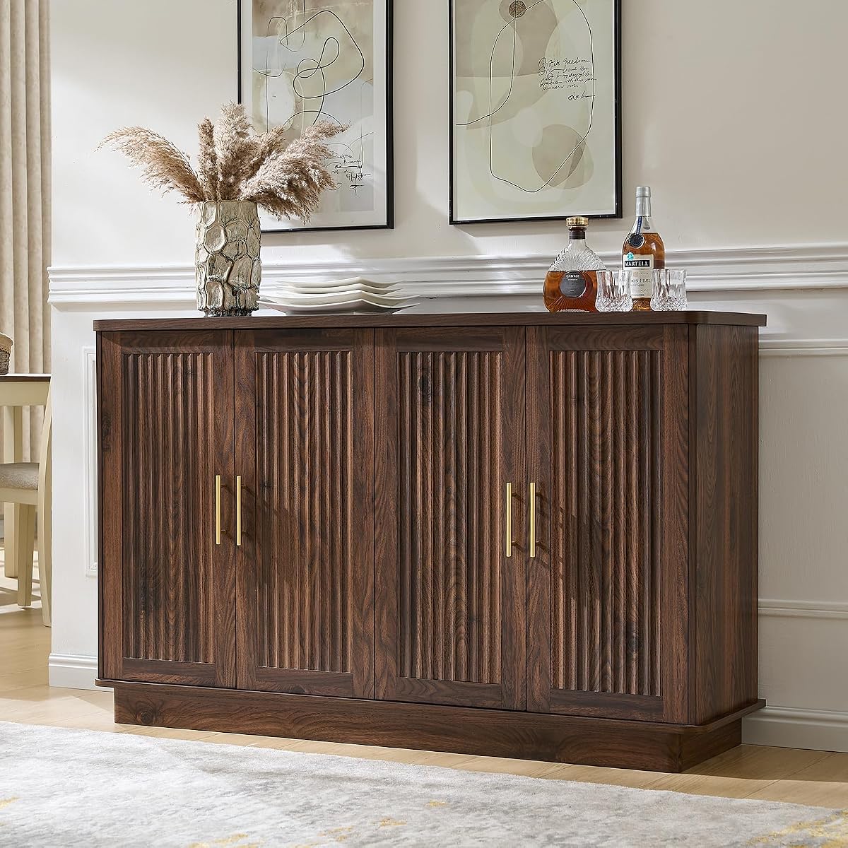 Modern Sideboard Buffet Cabinet with Storage, Walnut