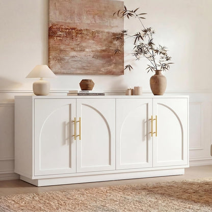 59" Sideboard Cabinet with Arched Doors,Cream Grey(Not White)