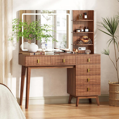 Large Makeup Vanity Desk with Mirror and Lights