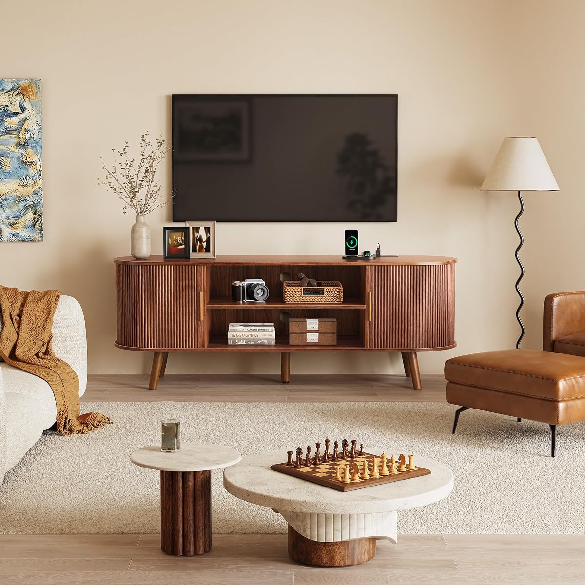 54 Inch Fluted TV Stand for TVs up to 55 Inch