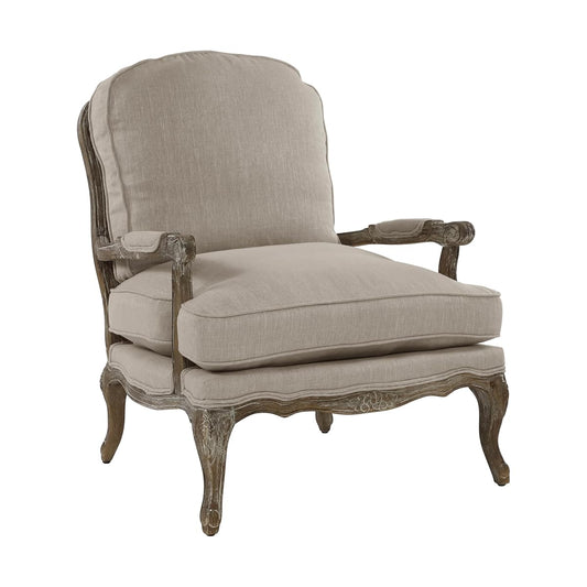 Parlier Show Wood Accent Chair - Mid Century Modern Chair for Living Room, Traditional French Country Style, Padded Arms, Reversible Cushion, Solid Wood Frame, Arrives Assembled, Neutral