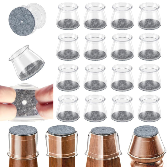 Chair Leg Floor Protectors, 24 Pack Round Furniture Pads for Hardwood Floors, Silicone Chair Leg Caps with Felt Pads, Anti-Scratch Reduce Noise, Fit (1-5/16" to 2")
