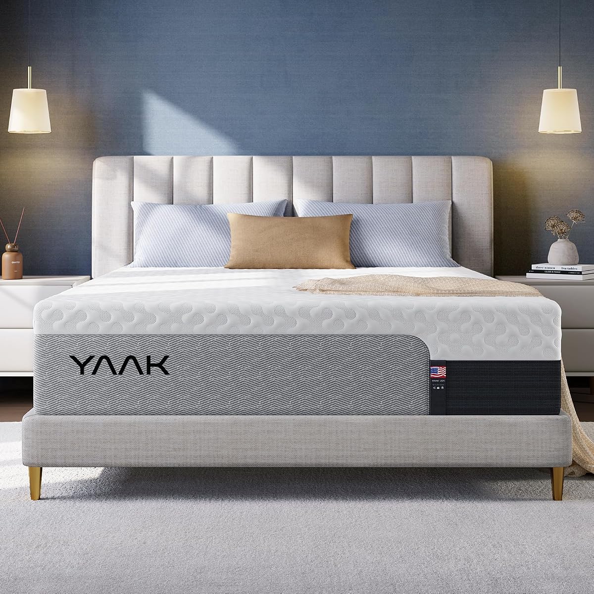 14 Inch King Size Memory Foam Mattress, Cooling Gel Made in USA, White