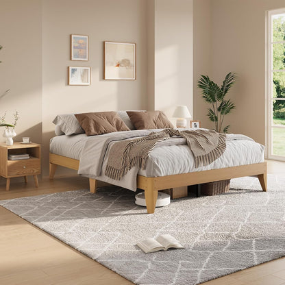 Solid Wood Platform Bed with Support Legs