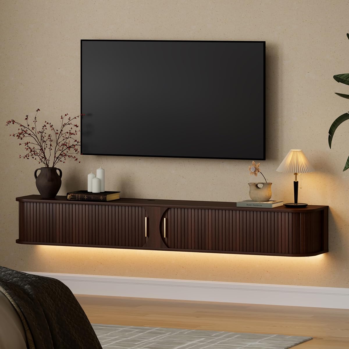 71" Floating TV Stand with Power Outlet for TVs up to 80"