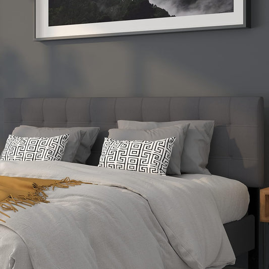 Bedford Tufted Upholstered King Size Headboard in Dark Gray Fabric