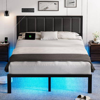 Queen Bed Frame Smart LED Charging Station