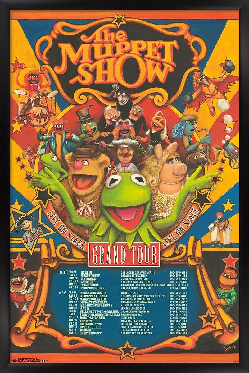 Disney The Muppets: Most Wanted - Grand Tour Wall Poster, 22.375" x 34", Black Framed Version