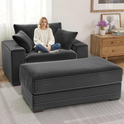 Indoor Chaise Lounge Chair With Storage Ottoman