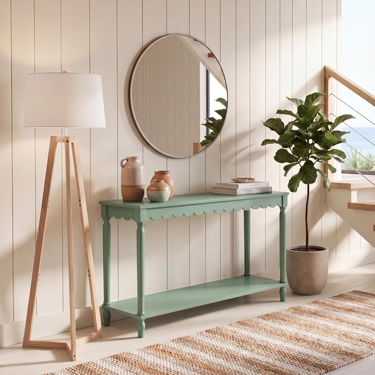 SAFAVIEH Home Collection Haven French Country Farmhouse Sage Console Table for Entryway, Living Room, Foyer