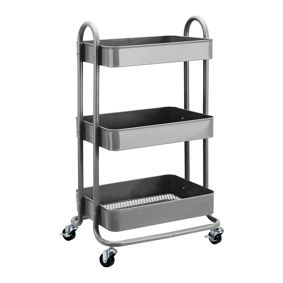 3-Tier Rolling Utility or Kitchen Cart, Lockable Wheels, Multifunctional Storage