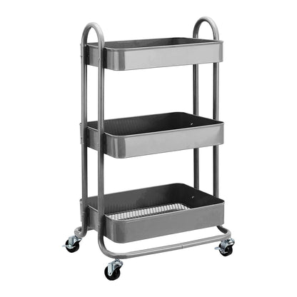 3-Tier Rolling Utility or Kitchen Cart, Lockable Wheels, Multifunctional Storage