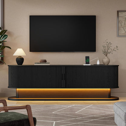 70" Fluted TV Stand with Power Outlet for TVs up to 80"