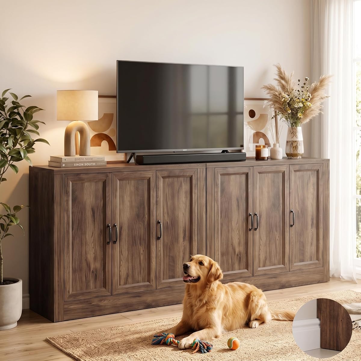 Modern TV Stand for Living Room, 78" W Buffet Cabinet with Storage