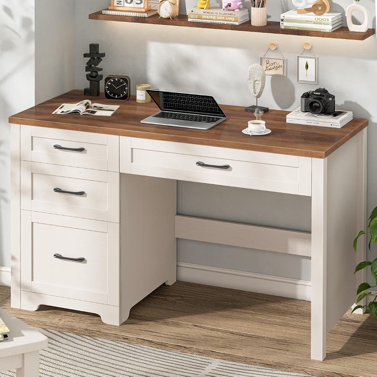 Farmhouse 47" Executive Desk with File Drawer, Workstation for Home Office