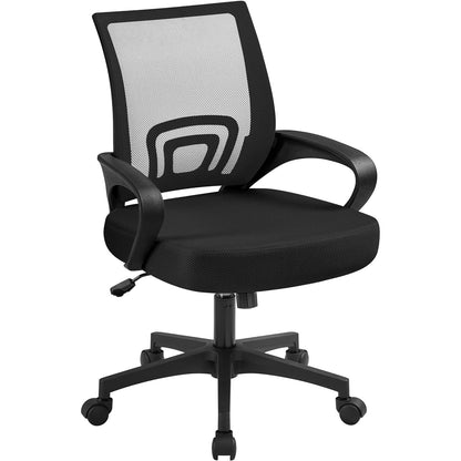 Mid Back Mesh Computer Office Desk Chair Adjustable Swivel, Black