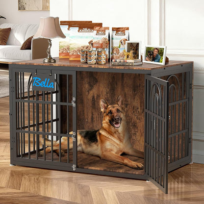 47 Inch Antique Walnut Dog Crate Furniture