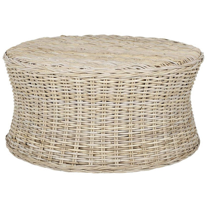 SAFAVIEH Home Collection Ruxton Natural Rattan Round Coffee Table Ottoman