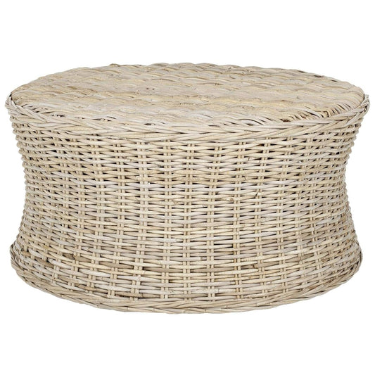 SAFAVIEH Home Collection Ruxton Natural Rattan Round Coffee Table Ottoman