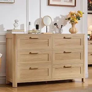 Farmhouse 6 Drawer Dresser for Bedroom, Natural, view 2